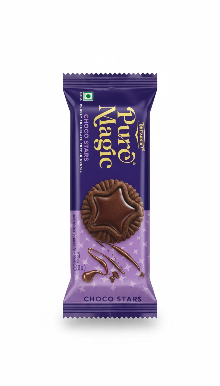Britannia Pure Magic Choco Stars Biscuit – 68 g